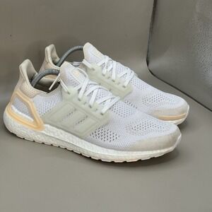 Adidas Ultraboost 19.5 DNA Womens 9.5 White Orange Running Shoes Sneakers GZ6469